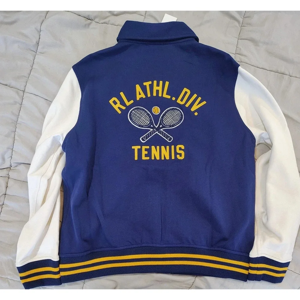 Polo Ralph Lauren Jacket Mens Large Varsity Tennis P Patch Bomber Letterman NWT